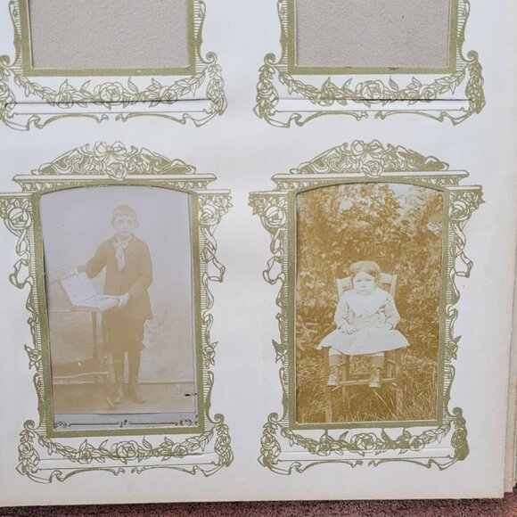 Antique FRENCH 1800s 1900s Photo Album Victorian Velvet Embossed WITH Pictures - Picture 11 of 16